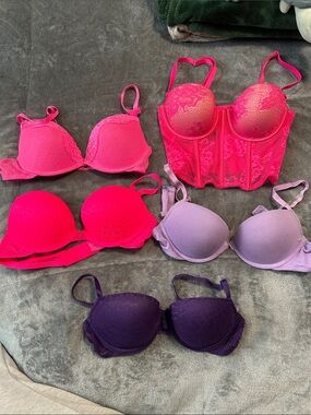 La SENZA Bright Pink, Hot Pink, Lavender & Purple BLACK AND RED BRAS